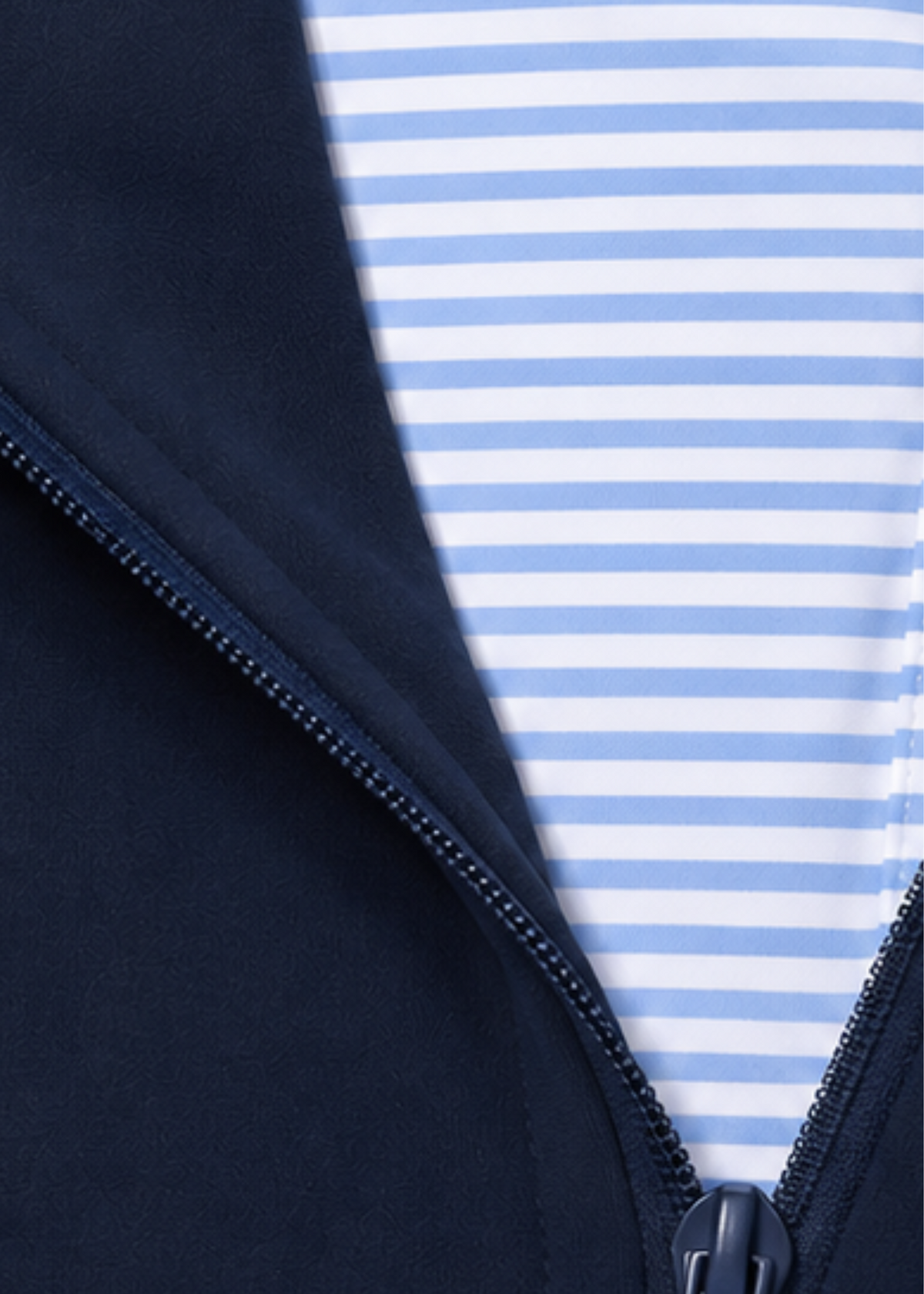 Quarter Zip w/ Built in Polo Collar | Light Blue Striped