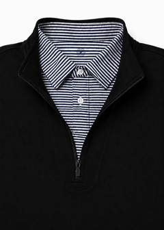 Quarter Zip w/ Built in Polo Collar | Moody Blue Striped
