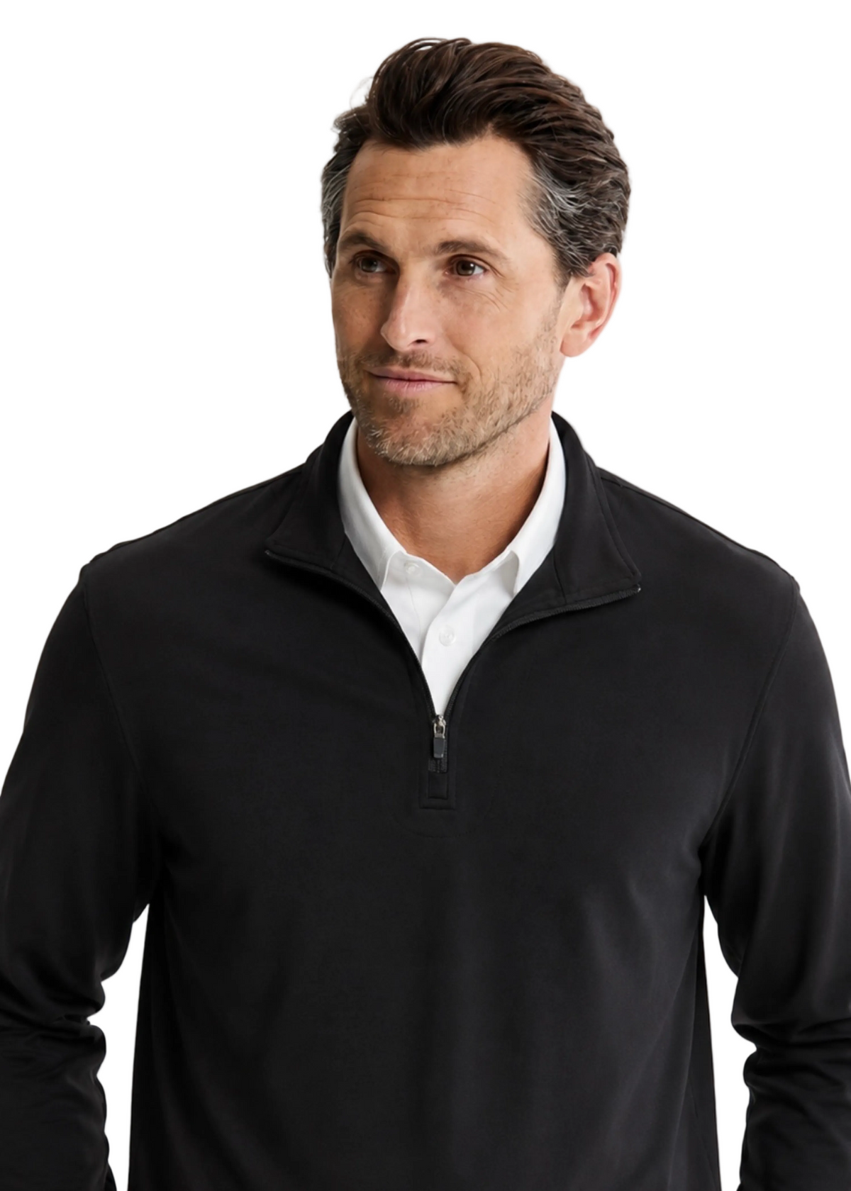 Quarter Zip w/ Built in Polo Collar | Black