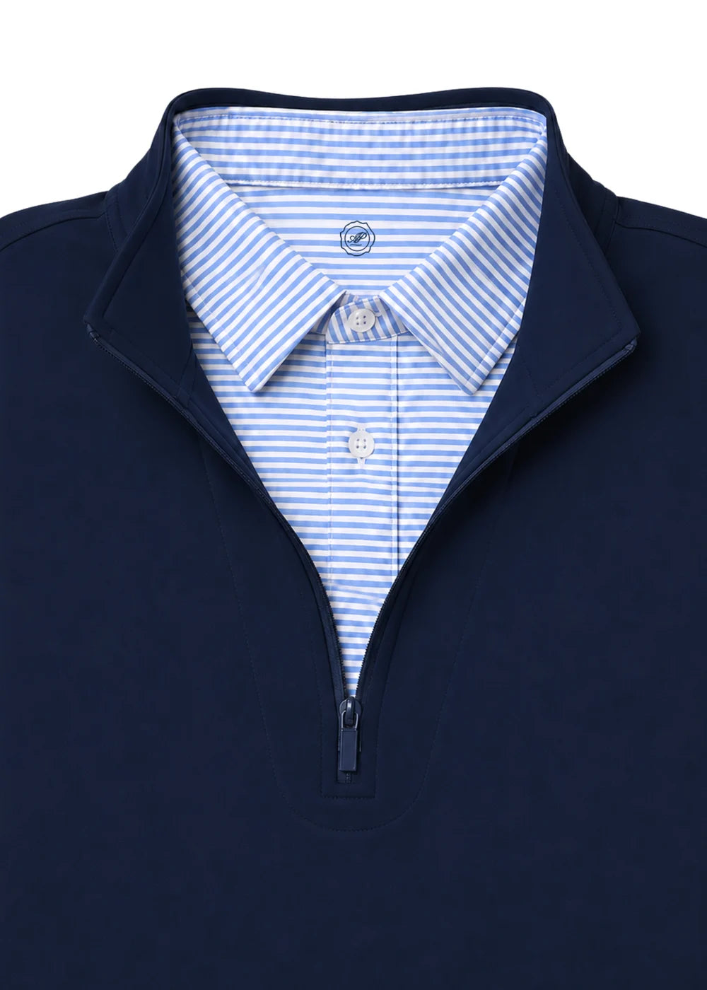 Quarter Zip w/ Built in Polo Collar | Light Blue Striped